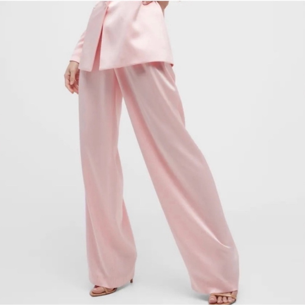 Alice + Olivia Pompey Satin Wide Leg Trousers Pants Minimalist Quiet Luxury 6